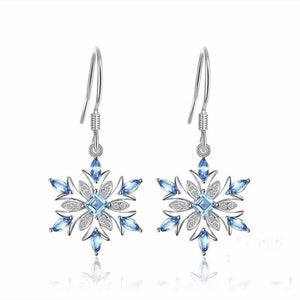 European Zircon Snowflake 18KT Drop Earrings
