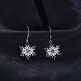 European Zircon Snowflake 18KT Drop Earrings