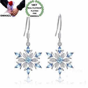 European Zircon Snowflake 18KT Drop Earrings