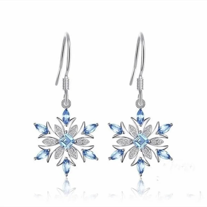 European Zircon Snowflake 18KT Drop Earrings
