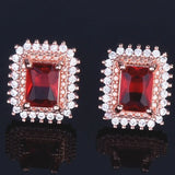 European Woman Party Birthday Wedding Rectangle Zircon Stud Earrings