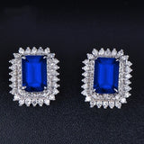 European Woman Party Birthday Wedding Rectangle Zircon Stud Earrings