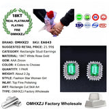 European Woman Party Birthday Wedding Rectangle Zircon Stud Earrings