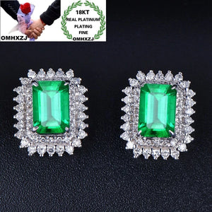 European Woman Party Birthday Wedding Rectangle Zircon Stud Earrings