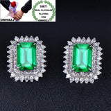 European Woman Party Birthday Wedding Rectangle Zircon Stud Earrings
