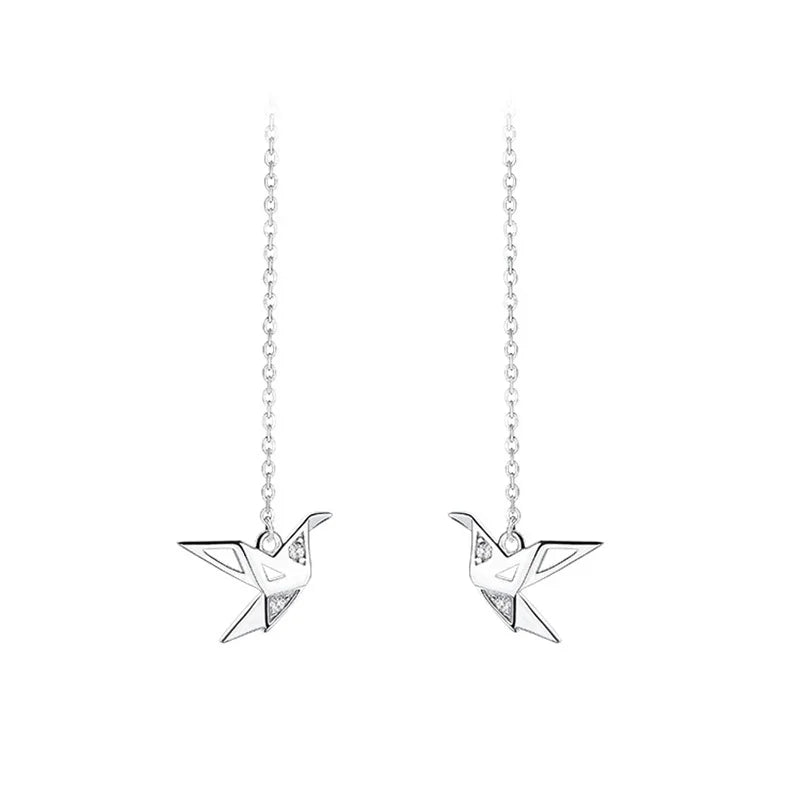 European Fine Woman Party Wedding Gift Paper Cranes 18KT Earrings