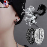 Dragon Sterling Silver Hoop Earrings European Fine Man Male Party Gift