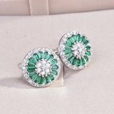 18KT Round Zircon Stud Earrings for Women