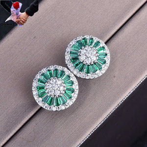 18KT Round Zircon Stud Earrings for Women