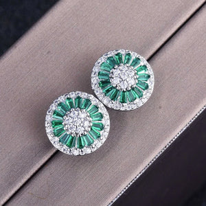 18KT Round Zircon Stud Earrings for Women