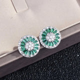 18KT Round Zircon Stud Earrings for Women