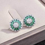 18KT Round Zircon Stud Earrings for Women