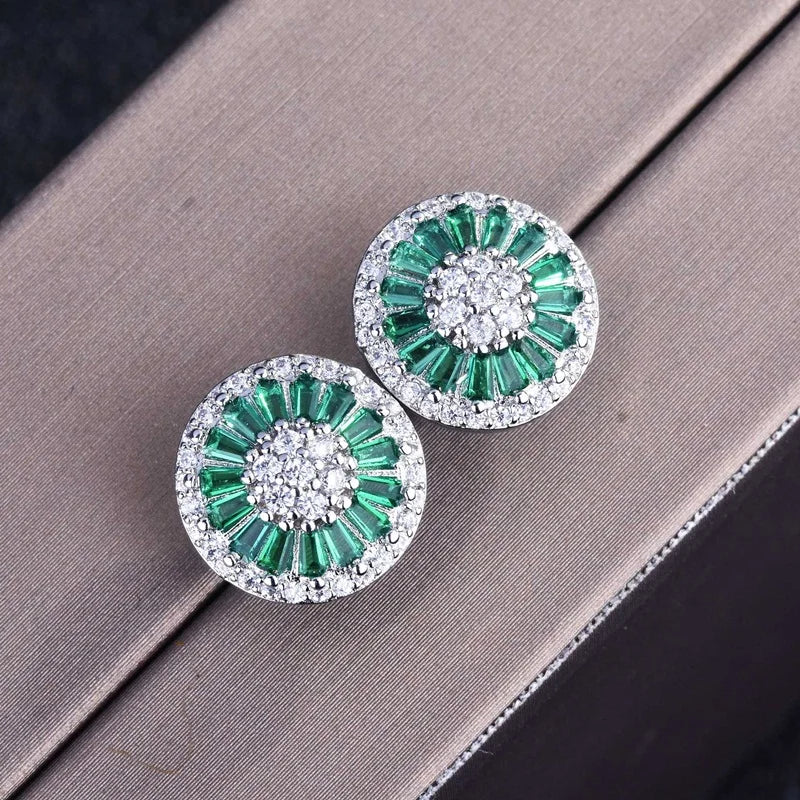 18KT Round Zircon Stud Earrings for Women
