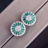 18KT Round Zircon Stud Earrings for Women