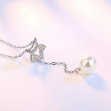 Pentagram Pearl Necklace 925 Silver Chain Pendant NK22