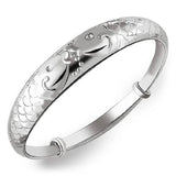 Sweet Woman Child Gift Double Fish 925 Silver Bracelet Bangle SZ77