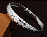 Sweet Woman Child Gift Double Fish 925 Silver Bracelet Bangle SZ77