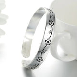 Ethnic Retro Plum Flower 999 Silver Thai Bangle SZ78