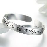 Ethnic Retro Plum Flower 999 Silver Thai Bangle SZ78