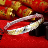 Vintage Dragon Phoenix 999 Silver Bangle BA123