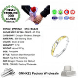 Vintage Dragon Phoenix 999 Silver Bangle BA123