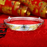 Vintage Dragon Phoenix 999 Silver Bangle BA123