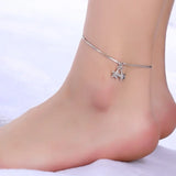 European Star Cube S925 Sterling Silver Pendant Anklet JA01