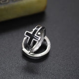 European Man Party Wedding Gift Cross Silver Hoop Earrings
