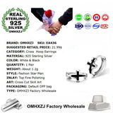 European Man Party Wedding Gift Cross Silver Hoop Earrings