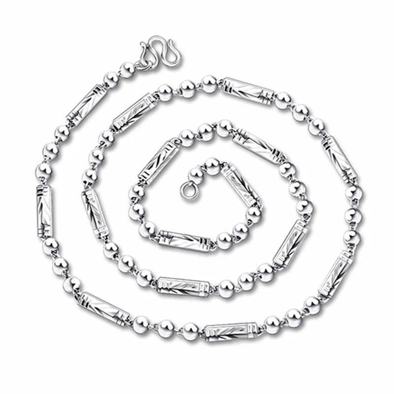 European Man Party Wedding Gift Beads 925 Silver Chain Necklace