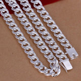 European Man Party Wedding Gift Wide Silver Alloy Chain Necklace