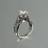 Zircon Flower 18KT 925 Silver Ring RR943