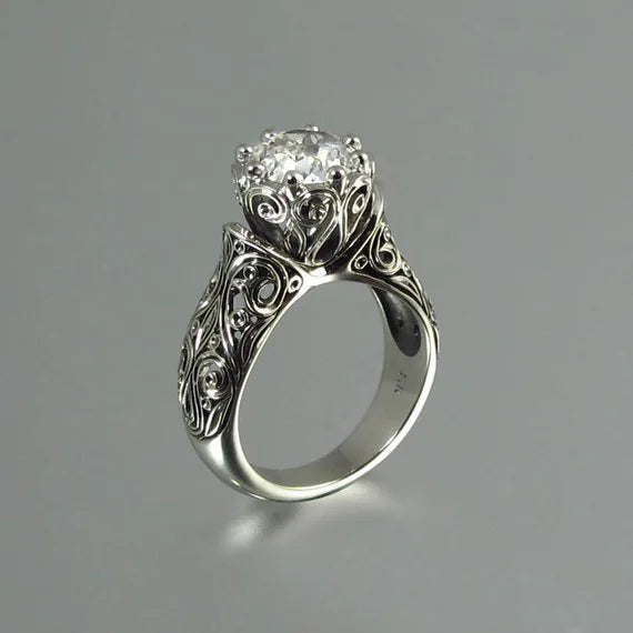 Zircon Flower 18KT 925 Silver Ring RR943