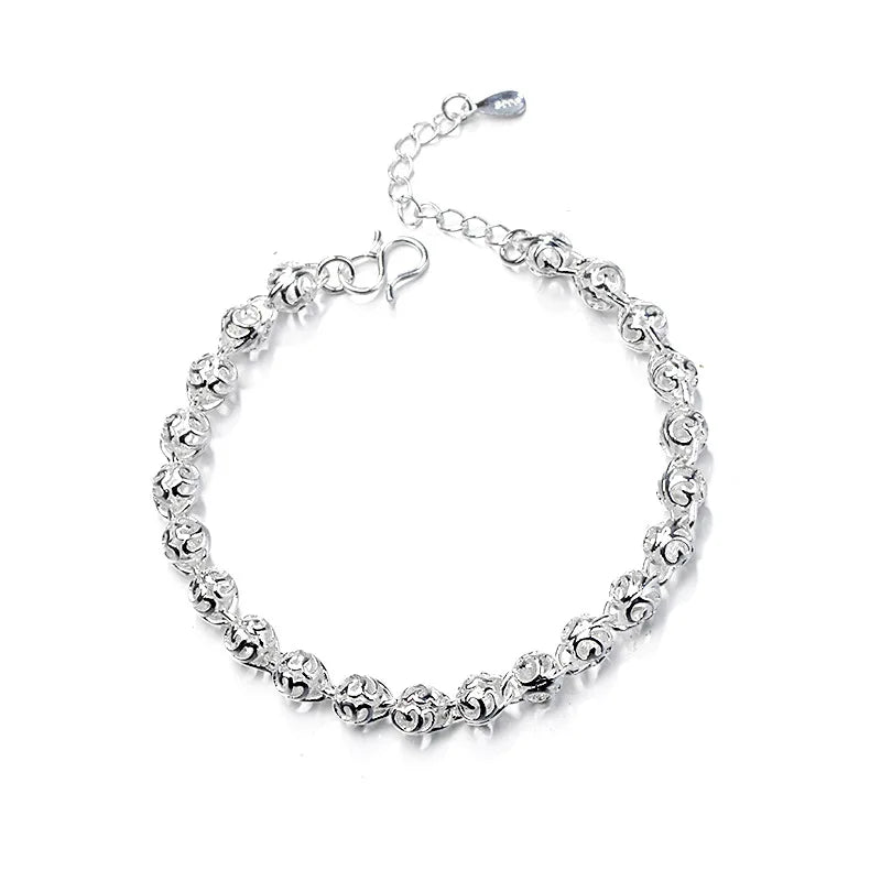925 Sterling Silver Bracelet for European Woman Girl Party Gift