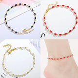 European Woman Girl Slim Red Agate 18KT Anklet JL01