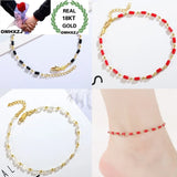 European Woman Girl Slim Red Agate 18KT Anklet JL01