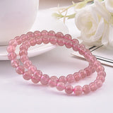 European Sweet Pink Strawberry Quartz Beads Chain Bracelet