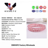 European Sweet Pink Strawberry Quartz Beads Chain Bracelet