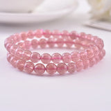 European Sweet Pink Strawberry Quartz Beads Chain Bracelet