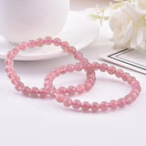 European Sweet Pink Strawberry Quartz Beads Chain Bracelet