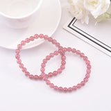 European Sweet Pink Strawberry Quartz Beads Chain Bracelet