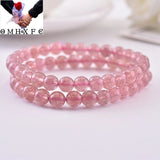 European Sweet Pink Strawberry Quartz Beads Chain Bracelet