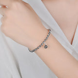European Woman Vintage Beads Bell 925 Sterling Silver Bracelet