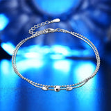 Vintage Beads 925 Silver Anklet Two Lines