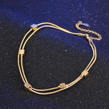 Vintage Two-Line Square Beads 18KT Anklet
