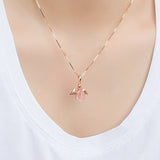 European Woman Party Angel Wing Rose Quartz S925 Silver Pendant Necklace