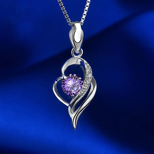Heart Amethyst Zircon Sterling Silver Necklace Pendant