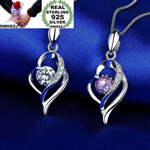 Heart Amethyst Zircon Sterling Silver Necklace Pendant