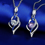 Heart Amethyst Zircon Sterling Silver Necklace Pendant