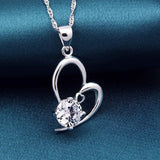 Heart Amethyst Zircon 925 Sterling Silver Necklace Pendant Charm
